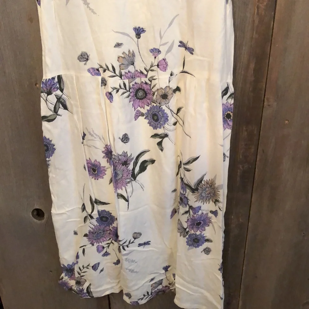 Old Navy Cream Floral High Low Hemline Dress Ruffle Pockets Size XXL 16